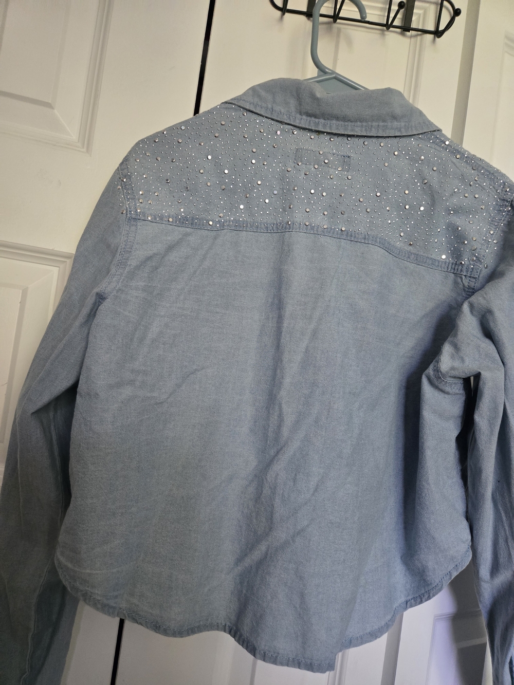 Thrill Light Blue Rhinestone-Accent Jean Jacket